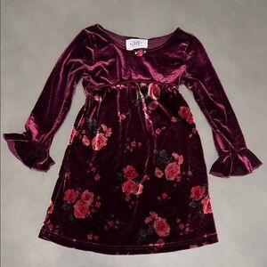 VINTAGE Y2K Beautiful Floral Crushed Velvet Zoey Tie Back Dress